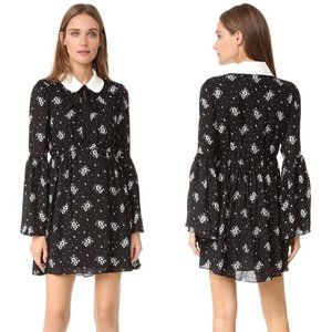 Cinq a Sept Black Lily Bell Sleeve Floral Mini